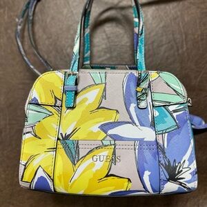 Guess Yellow and Blue Artistic Satchel Bag